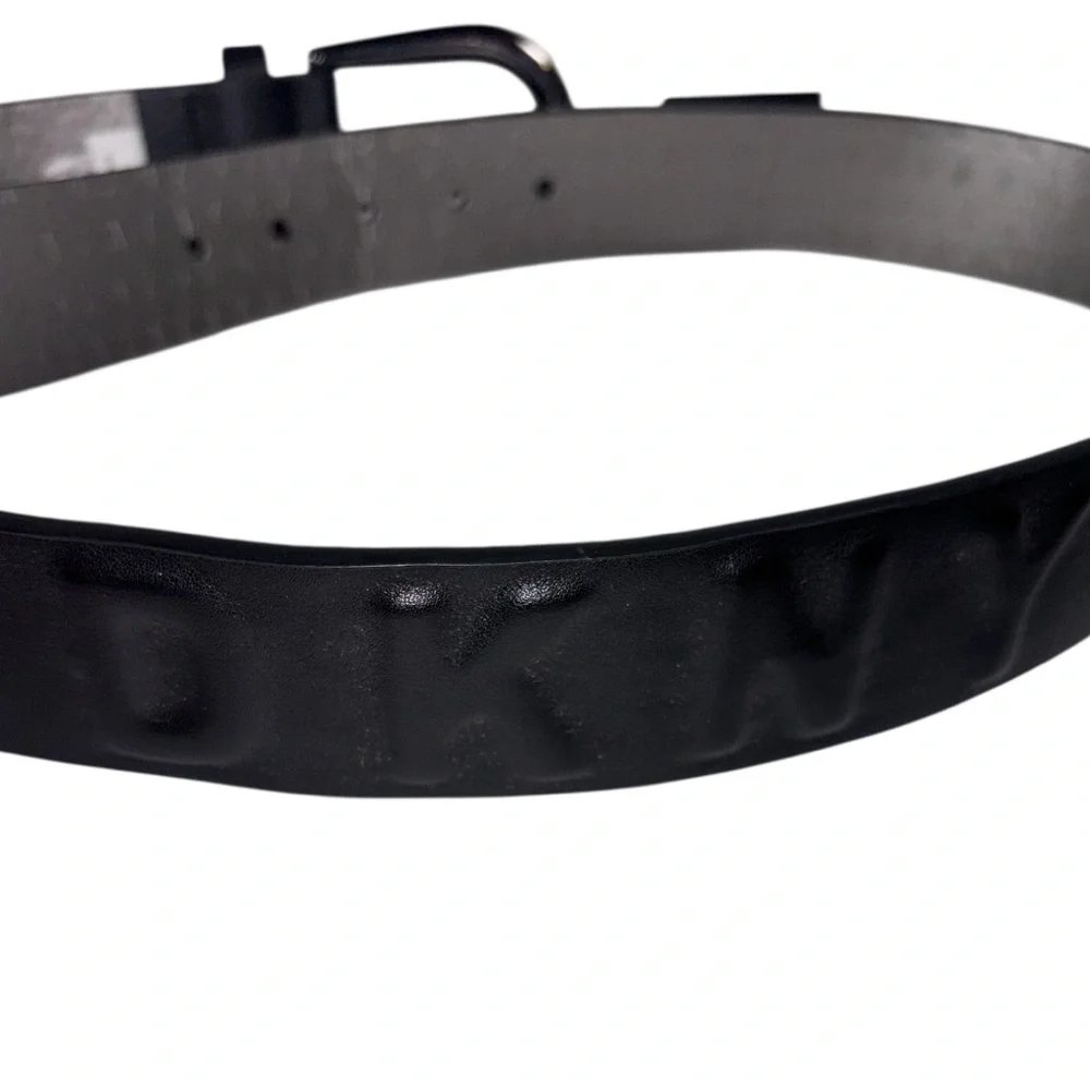 DKNY Belt Black Faux Leather Women’s Size Large Gunmetal Buckle